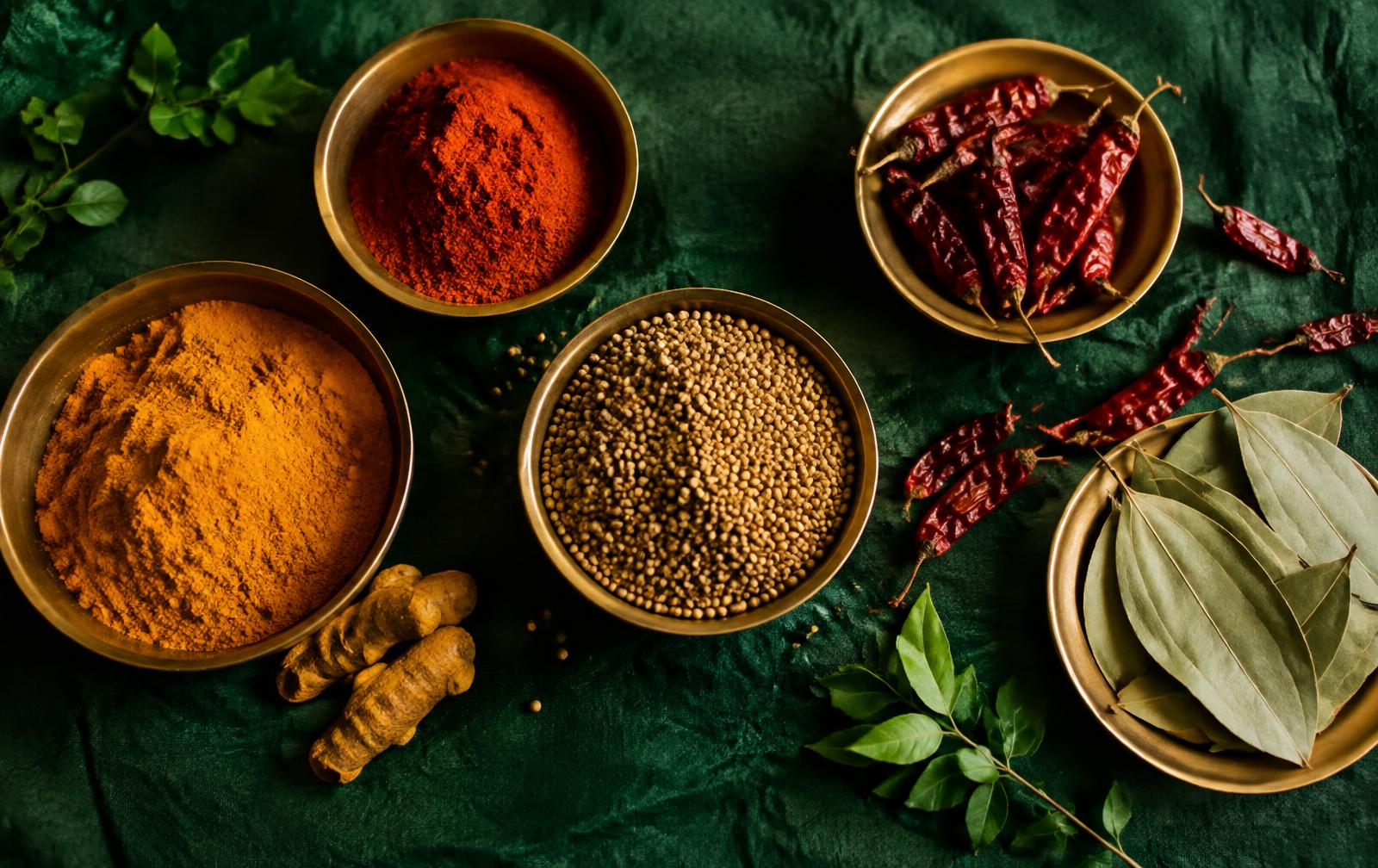 MUNA turmeric, chilli, coriander, dry chilli and bay leaf spices